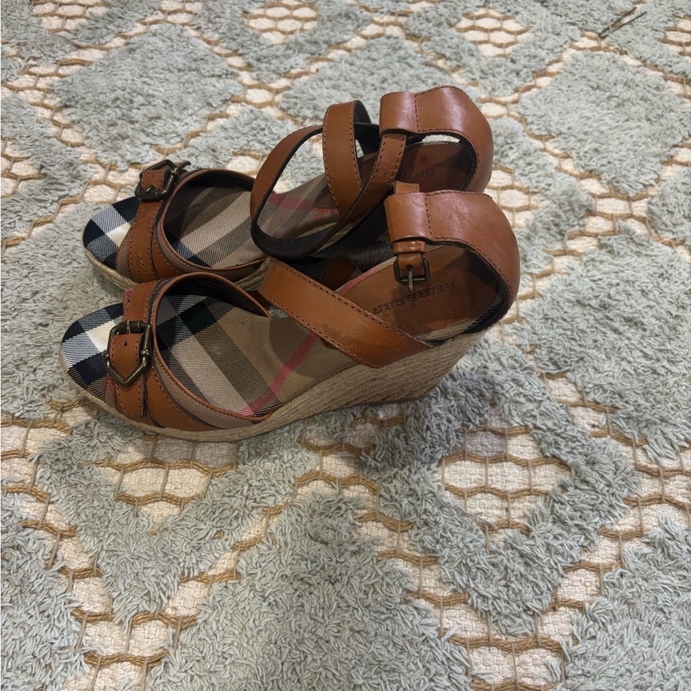Burberry Brown Wedge Sandals